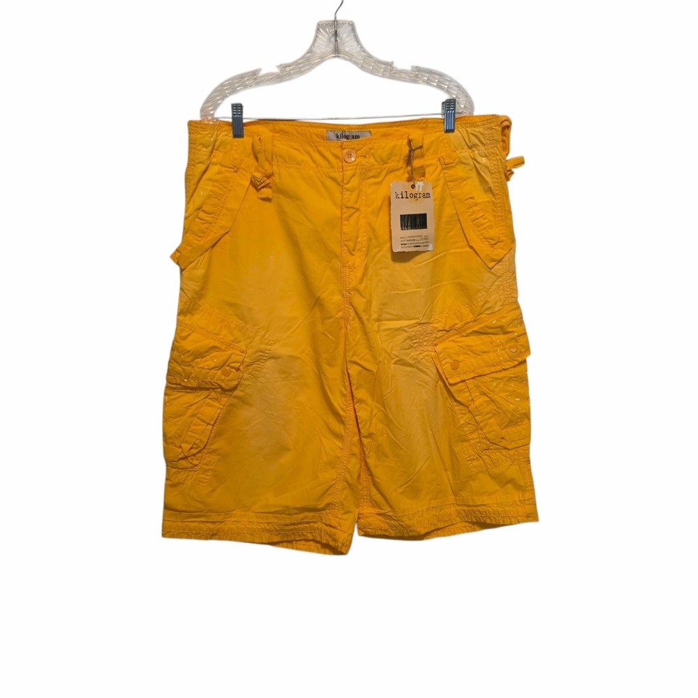Vintage Kilogram Cargo Shorts Skater Baggy Combat Harlem Yellow Mens 38 NWT NEW